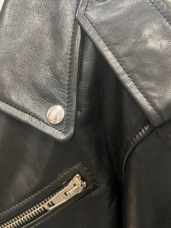Balenciaga Black Leather Bomber-Style Biker Jacket - Picture 3 of 6